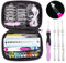 Vidillo Häkelnadel Set Ergonomisch häkelnadeln licht Haken, 9 Beleuchtung austauschbare LED Köpfe Haken Sets, Ergonomische softgriff Comfort Grip,34 STK. in Einem Häkelnadeln Tasche-Stricken (Purple)