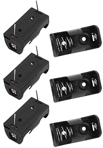 sourcing map 6 Stück Kunststoff Schale 1/2AA Knopfzelle Batterie Fassungen Halter Kasten Schwarz