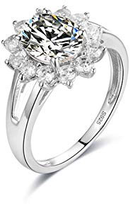 Bishilin Hochzeit Ring Damen 750 Weißgold Halo Blume Moissanit Verlobungsring für Frauen Trauringe mit Diamant Gr.54 (17.2)