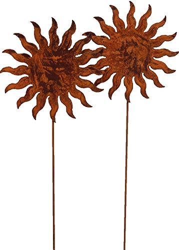 Bornhöft 2er Set Gartenstecker Sonne 20cm x 60cm Metall Rost Gartendeko