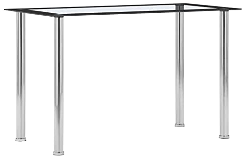 vidaXL Esstisch Küchentisch Esszimmertisch Glastisch Speisetisch Tisch Esszimmer Küche Schwarz Transparent 120x60x75cm Hartglas Edelstahlrahmen