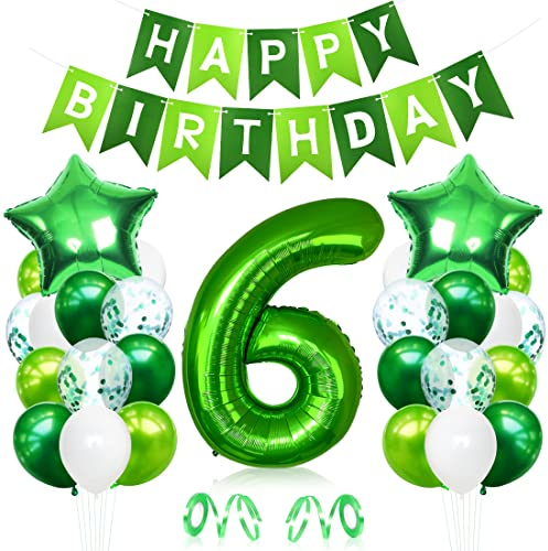 Luftballon 6. Geburtstag Grün, Geburtstagsdeko 6 Jahre Junge, Helium Ballon 6 Geburtstag, Riesen Folienballon Zahl 6, Deko 6 Geburtstag Junge, Ballon 6 Deko zum Geburtstag