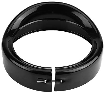 Akozon 7 Zoll Chrom Motorrad Schwarz Scheinwerfer Felgenring Halterung Visier-Stil Scheinwerfer Trim Ring Motorrad Scheinwerfer Zierring Abdeckung für FLD Trike Road King