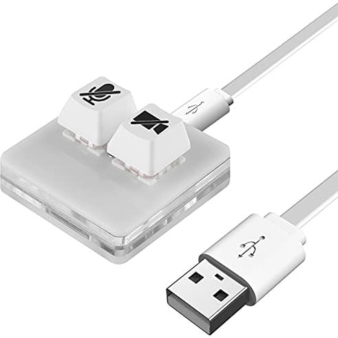 Linkidea USB-Zoom-Meeting-Stummschalttaste für Windows, Video starten/stoppen, Mikrofon-Audio stummschalten/Stummschaltung aufheben (Weiß)