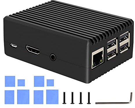Geekworm Raspberry Pi 3 B+ Case, Raspberry Pi 3B+/3B Aluminum Alloy Heavy Duty Passive Cooling Metal Case with Heatsink Pillar for Raspberry Pi 3 Model B+/Raspberry Pi 3 Model B-Black (P252)