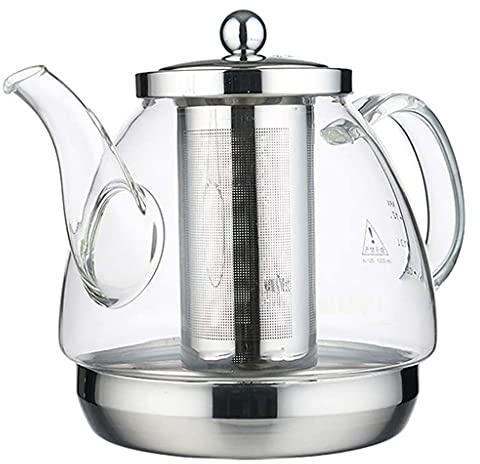 QPZK Teiera in vetro speciale per fornello a induzione, teiera in vetro borosilicato resistente al calore con filtro interno in acciaio inossidabile, bollitore da tè in vetro trasparente Teiera B