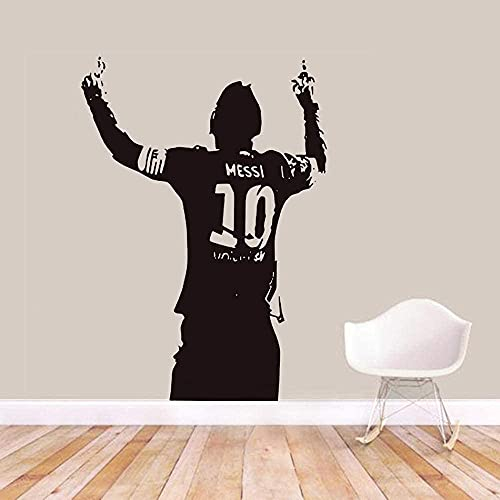 BKDPW Messi Classic Wandaufkleber Fußball Dekoration 59x42 cm - PVC, Wasserfest, Schwarz, Wand, Glas, Möbel