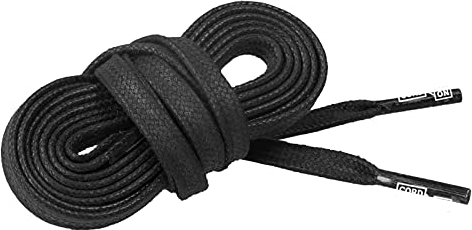 CORD ON - Cordones de algodón encerados o lustrados planos. Ancho 6 mm - 1 par (Negro, 90 cm - 4/5 eyelets)