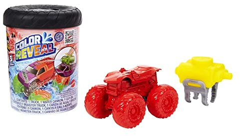 Hot Wheels Monster Trucks Color Reveal - Überraschungseffekt mit Farbwechseleffekt in warmem und kaltem Wasser, inklusive Wassersprühtank, für Kinder ab 3 Jahren, HJF39