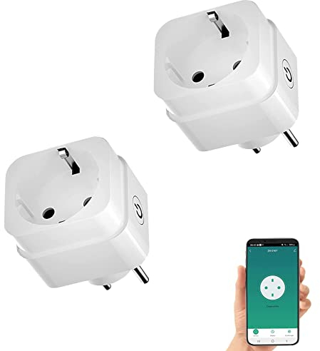 Jinvoo WLAN Fernbedienung Mini Steckdose,Funksteckdosen Set Mit Fernbedienung,Kompatibel Alexa und Google Home Geräte,Home Aufputz Smart Life Plug,Tuya App Sprachsteuerung,16A,2er Pack, White
