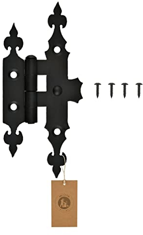 MORIA DESIGN Rustikal Kreuzgehänge 2,5 x 80 x 170 mm, Scharniere für Fensterläden, Gartentore, Werkzeughäuser, Kinderhäuser, Gartenräuchereien, Gartenhäuser, Pulverbeschichtet, Schwarz
