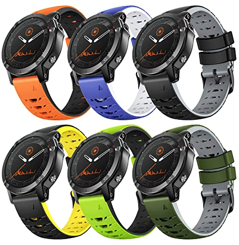NotoCity 22mm Quick Release Armband Kompatibel mit Fenix 7/ Fenix 6 / Fenix 6 pro/Fenix 5/ Fenix 5 Plus Silikon Ersatz Armband, 6PC