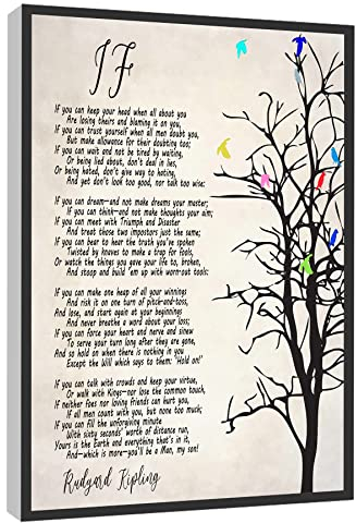 If Kipling Gedicht Wandbild Rudyard Kipling Inspirational Poster Leinwandbild für Zuhause und Büro, gerahmt, fertig zum Aufhängen, 40,6 x 61 cm