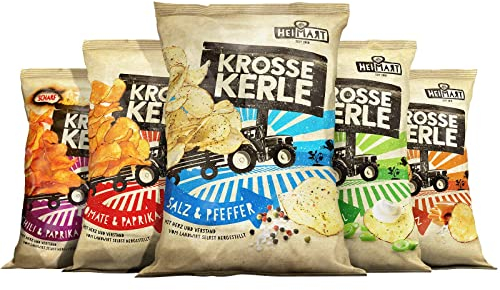 Krosse Kerle Chips | 5er Kennlernbox | HeiMart | 5 Tüten - 5 Sorten | 5 x 115 g
