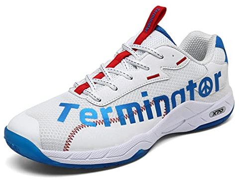 TRESEF Herren -Tennisschuhe, Unisex Atmungsaktive Volleyball -Sport -Turnschuhe Leichte Kürbis Badminton -Trainer,Weiß,45 EU