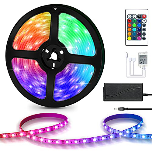 Tubiaz LED Strip 1m LED Streifen Farbwechsel, RGB SMD 5050, Selbstklebend LED Strips, Flexibel LED Band mit 24 Tasten Fernbedienung, für TV Deko Haus Schlafzimmer Küche Party