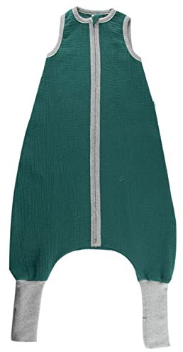 IOBIO Schlafsack mit Fuß Style Penguin Bio-Baumwoll-Musselin (Smaragd, 74/80)