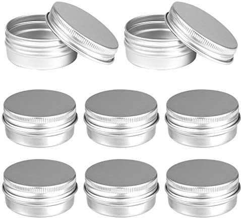 Kleine Dosen, 8 Stück 30ml Aluminium Leer Döschen, Rund Leere Dosen mit Schraubdeckel, Aluminium Blechdosen Klein Probe Behälter Reise Tiegel, für lippenbalsam, Lotion, Creme, Mini-Kerzen, Kosmetik