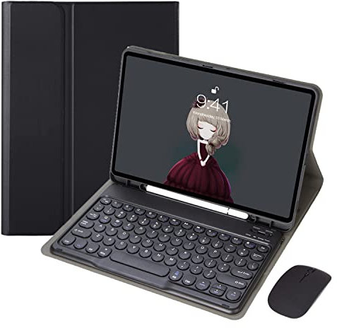 GUPENAA Custodia Tastiera Italiana per Samsung Galaxy Tab S8 + / S8 Plus 2022 / S7 Fe / S7 Plus / S7 + 12.4 2021, Tastiera Wireless Magnetica Staccabile con portamatite e Mouse Bluetooth,Nero