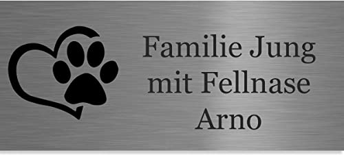 Jung Edelstahl Design Türschilder - Namensschilder V2A - Inkl. Gravur - Hinweisschilder Anthrazit oder Weiß Wählbar (60x30 mm)