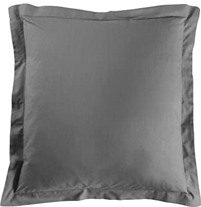 douceur d'intérieur, Taie d'Oreiller (63 x 63 cm) Lina Anthracite, 100% Coton