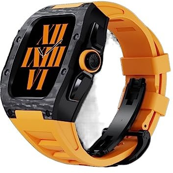 BCMCBV Custodia di lusso in fibra di carbonio da 44/45 mm, per Apple Watch Serie 8 7 45 mm, copertura in fibra di carbonio per iWatch 6, 5, 4, SE, kit di modifica da 44 mm, 44mm, agata