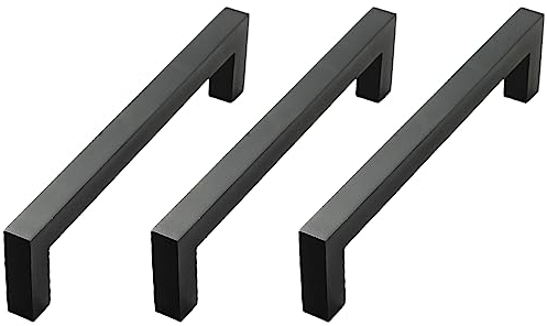 WeddHuis 3 Stück Möbelgriffe Edelstahl Massiv Schwarz Schrankgriffe Küchengriffe 128mm Lochabstand Schubladen Griffe Schubladengriffe Griffe für Küchenschränke Kleiderschrank