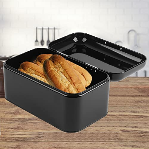 Uadme Brotbox - Brotkasten, Großer Metall-Brotkasten Für Die Küche, Küchen-Aufbewahrungsbehälter, Backwarenbehälter(Schwarz)