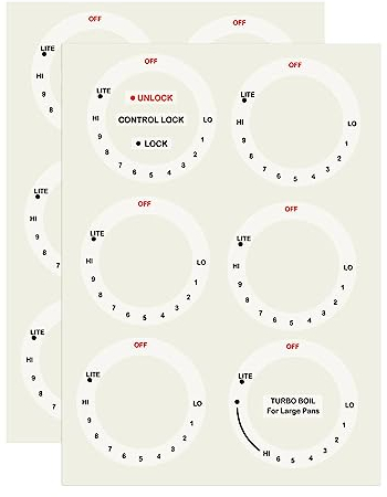 12 Pcs Stove Dials Sticker for Burner Cooktop Hob Cooker Top - Oven Replacement Adhesive knob Symbol Electric Range Knob Kit Decals for Identify The Burners