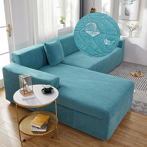 LJQAIZYL Sofa überzug L Form Wasserdicht,2 Stück Couch überzug Ecksofa L Form Rechts Links, Jacquard Chaiselongue Sofa Schonbezug,Sofabezug Sofahusse Couchbezug für Sektionssofa (Blue, 2seats+3seats)