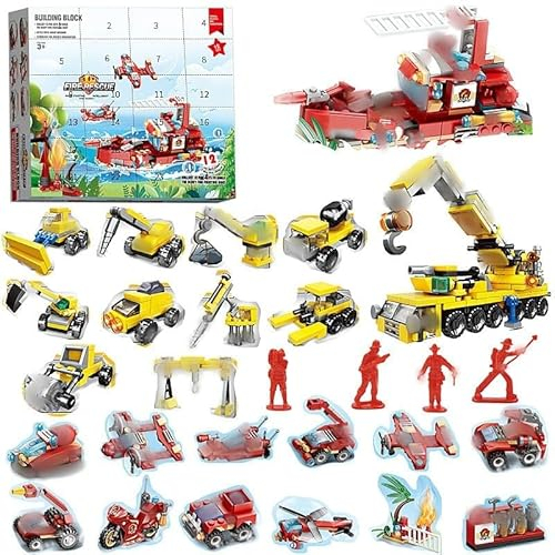 Adventskalender 2022 für Kinder Erwachsene, Weihnachtskalender Kinder, 24 Weihnachtsspielzeuge, Auto Konstruktionsspielzeug, MOC Klemmbausteine Kompatibel mit Lego