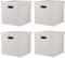 ArcaGuru Storage Bins with Lids, Collapsible Linen Fabric Boxes Organizer Containers with Lid Foldable Storage Box Basket for Closet, Shelves, Home, Office, 30.5 x 30.5 x 30.5 CM, 4 Pack, Beige