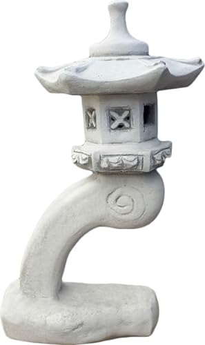 FABRIQ Miyatachi-Doro Groß japanische Laterne, Deko Garten Steinfigur, japanische Lampe, grau, frostbeständig, massiv L 28cm W 28cm H 57cm Gewicht 18kg