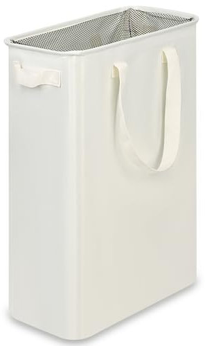 efluky Slim Laundry Basket, Narrow Laundry Hamper with Handles, Collapsible Dirty Clothes Hamper, Tall Laundry Bin for Laundry Room, Dorm and Bedroom, 12.7 Gallons(48L) Beige