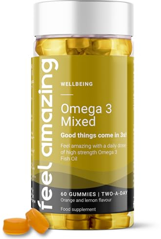 Feel Amazing High Strength 120mg Omega 3 Fish Oil, EPA & DHA Infused Omega 3 Gummies - Refreshing Citrus Flavoured - 60 Count - 1 Month Supply