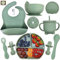 O'doe Vaisselle Bebe | Set Repas Bebe 1er Age 11 Pièces – Coffret Repas Bebe avec Bol Silicone à Ventouse, Cuillères, Tasses, Bavoirs, Assiettes – Set Repas Bébé Complet | Coffrets Repas LED