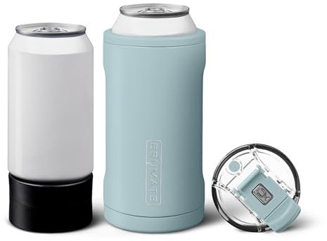 BrüMate Hopsulator Trio 3-in-1 Insulated Can Cooler for 12oz / 16oz Cans + 100% Leak Proof Tumbler with Lid | Insulated for Beer, Soda, and Energy Drinks (Mist)