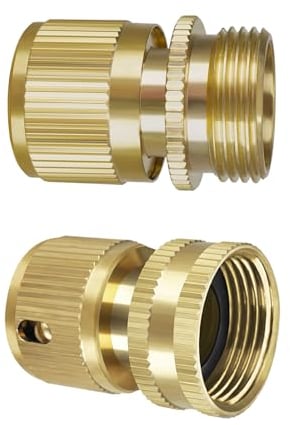 KETTOYA 1 Pair Garden Hose Accessories, 3/4 inch Solid Brass Quick Connectors (Male & Female), Pressure Washer Compatible, Set of 1