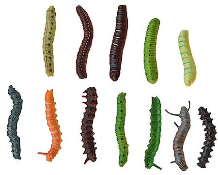 KICHOUSE Caterpillars Pastic Caterpillars Toys Set of 24 Fake Caterpillar Landscape Ornament Random Style