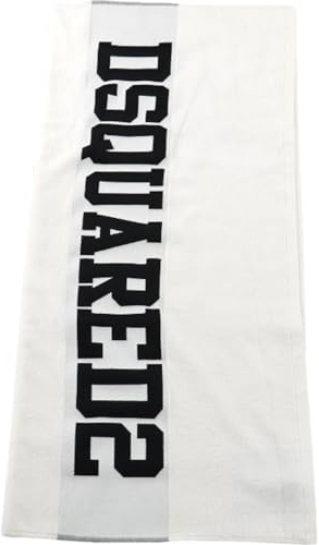 DSQUARED2 Strandtuch Herren Damen Weiß Logo Jacquard Schwarz Uni