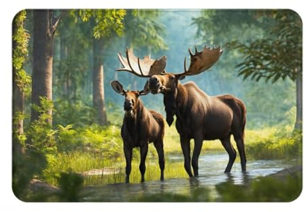 FRESQA Fußmatte mit Hirschbär-Elch-Aufdruck, für den Außenbereich, leicht zu reinigen, für Heimdekoration