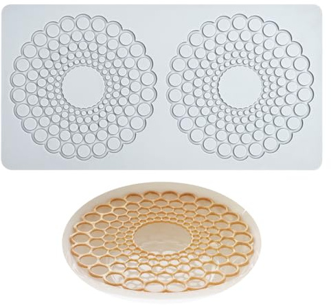 Torta Pizzo Mold, Silicone Pizzo Fondante Molds, Zucchero Craft Stampo di Impressione Muffa commestibile Torta Molecolare Decorazione Cucina, 2 fori Cinque Anello Bead