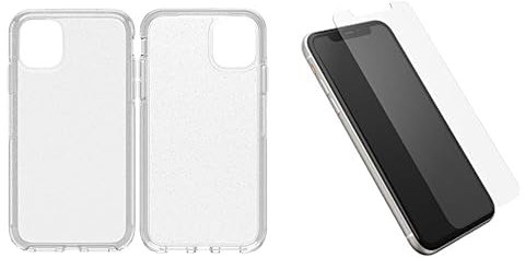 OtterBox iPhone 11 Symmetry Series Case - STARDUST (SILVER FLAKE/CLEAR) & Glass Series Screen Protector for iPhone 11