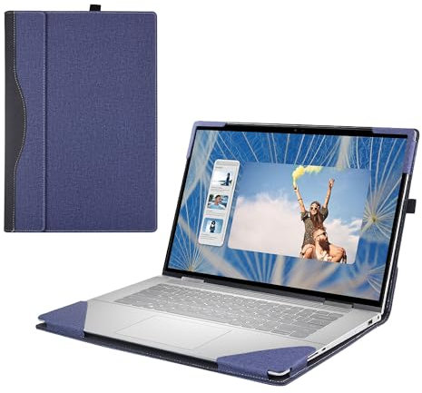 RUNMEIJIA Laptop Cover Case for Dell inspiron 14 2-in-1 7430/7435/7440/7445 2023-2024[not Compatible with Any Other Model] PU Leather Detachable Notebook Sleeve Computer Bag Protective (Blue)