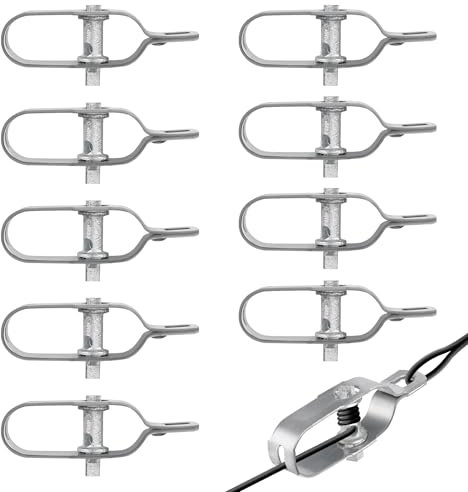 10 Stück Drahtspanner, Zaunspanner, Drahtspanner aus verzinkt Stahl für Garten Spanndraht Wildzaun Forstzaun Weidezaun Knotengeflechtzaun (silbrig)