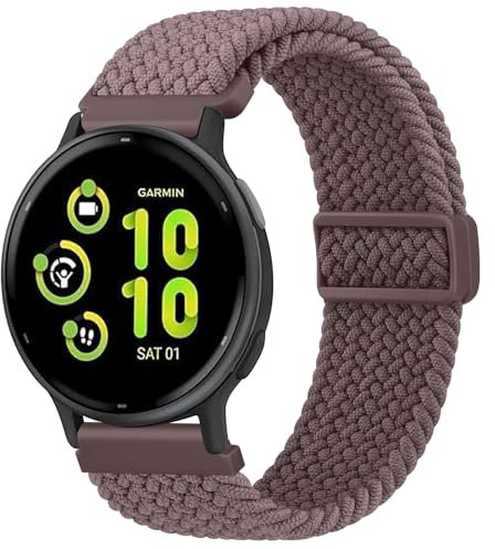 Oumida Elastisches Nylon Armband für Garmin Vivoactive 5 Armband/Vivoactive 3 Music, Garmin Venu Sq/Venu Sq 2/ Venu Sq 2 Music/Venu 2 Plus Armbänder, Geflochtenes Uhrenarmband mit Magnetschnalle