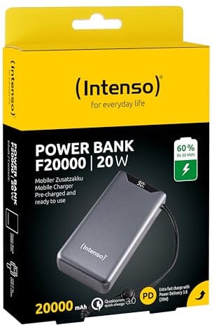 Intenso Powerbank F20000, Batterie Externe avec PD (20 W) & QC (18 W), Port USB-C et USB-A, 20 000 mAh, Gris : Amazon.de : Electronique et Photo