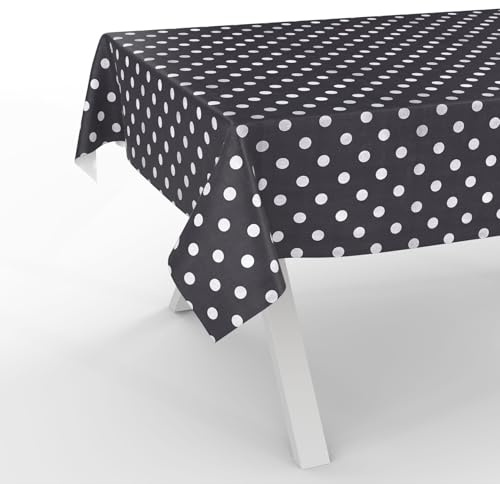 Wachstuchtischdecke Wachstischdecke Wachstuch Tischdecke abwaschbar Gartentischdecke Wasserabweisend 220x140cm Schnittkante Punkte Grau