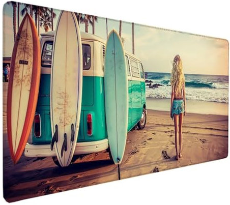 Tapis de Souris de Jeu, 800x400x3mm XXL, Tapis Bureau Antidérapant Étanche, sous-Main Souris à Bords Cousus pour Gamer, Ordinateur, PC Tapis Souris Gamer Bleu Voiture 7-3