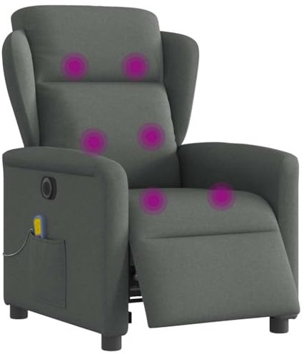 vidaXL Massagesessel Elektrisch Dunkelgrau Stoff, Massagestuhl, Sessel, Relaxsessel, Massagesessel, Sessel mit Massagefunktion